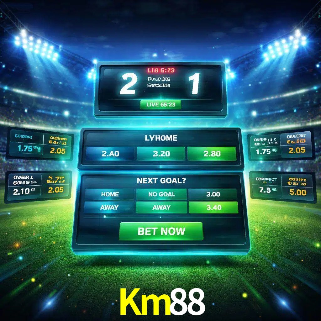 Vista de apuestas en vivo Km88 durante un partido en curso